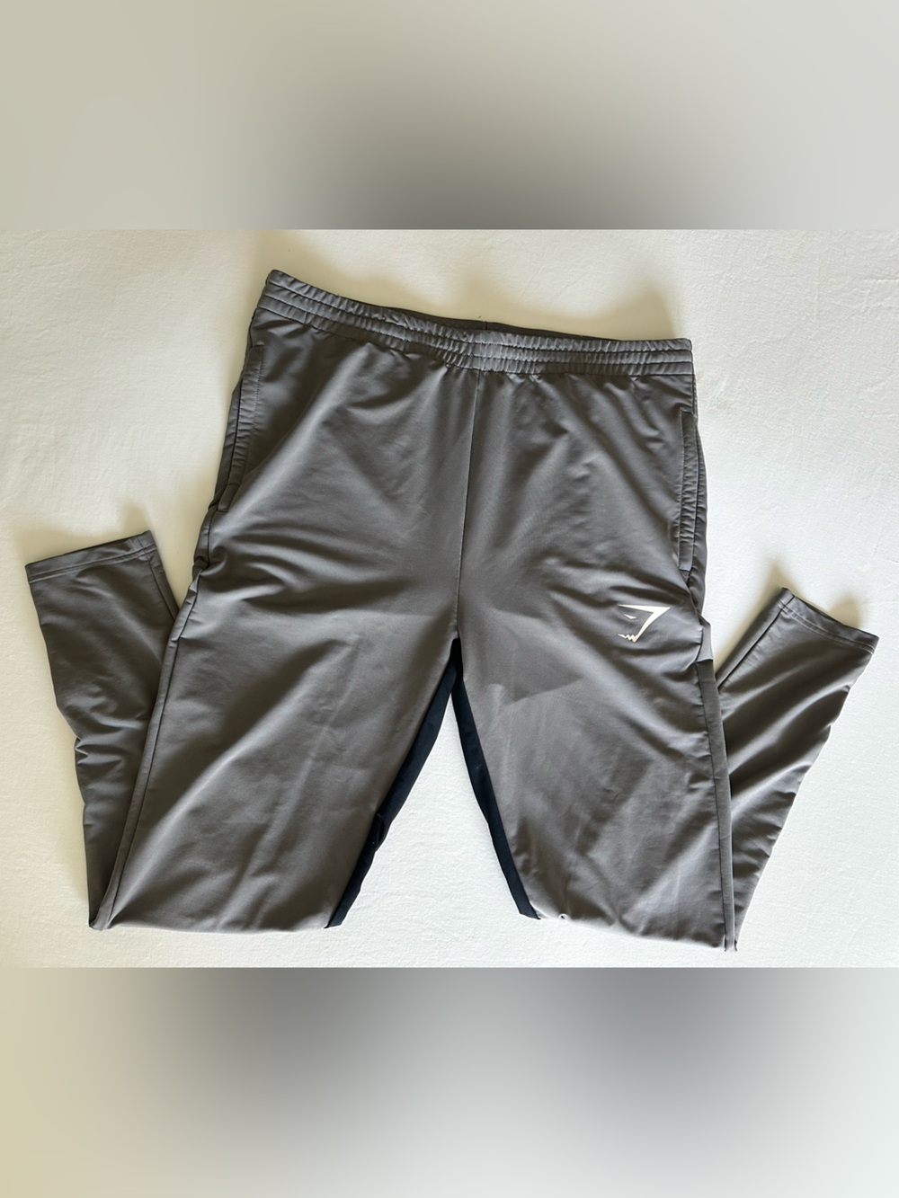 Gymshark - Men's Gray Athletic Sweatpants, Ankle Zips, Polyester/Elastane, XL